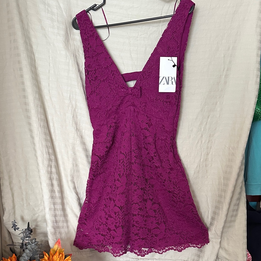 Zara Magenta Lace Dress